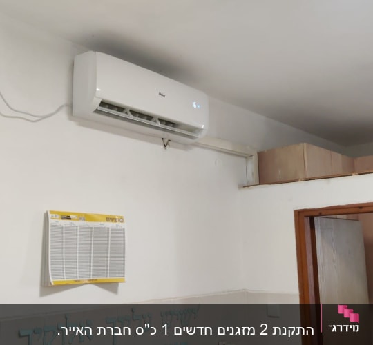 מזגן מותקן על קיר לבן בחדר